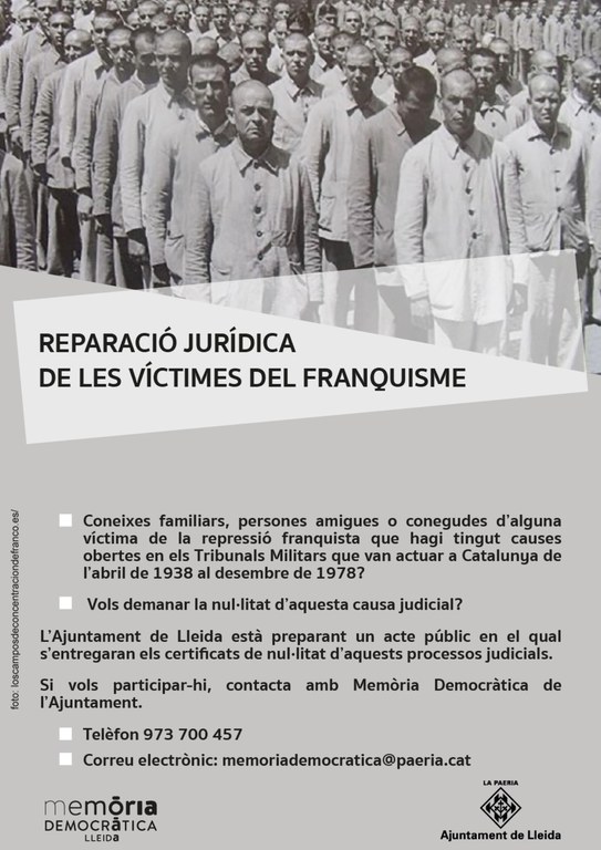 2022 09 25 Reparació jurídica de les víctimes del franquisme_Cartell