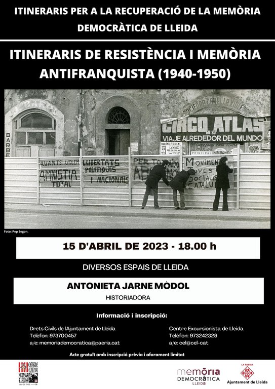 2023 04 15_CARTELL_ITINERARIS DE RESISTÈNCIA I MEMÒRIA ANTIFRANQUISTA (1940-1950)_1a part