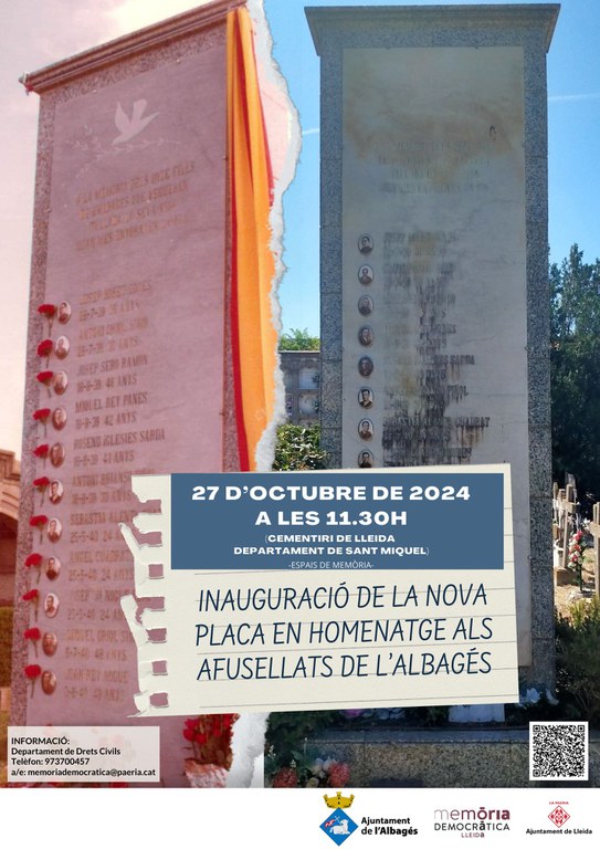 2024 10 27_Cartell_INAUGURACIÓ DE LA NOVA PLACA EN HOMENATGE ALS AFUSELLTAS DE L’ALBAGÉS