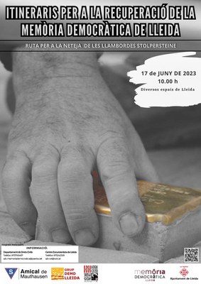 2023 06 17_CARTELL_RUTA PER A LA NETEJA DE LES LLAMBORDES STOLPERSTEINE DE LA CIUTAT DE LLEIDA