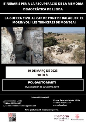 2023 03 19_CARTELL_LA GUERRA CIVIL AL CAP DE PONT DE BALAGUER: EL MORINYOL I LES TRINXERES DE MONTGAI