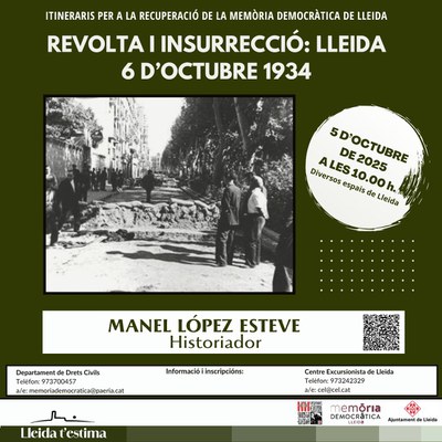 2025 10 05_xxss_ITINERARI_REVOLTA I INSURRECCIÓ: LLEIDA 6 D'OCTUBRE 1934