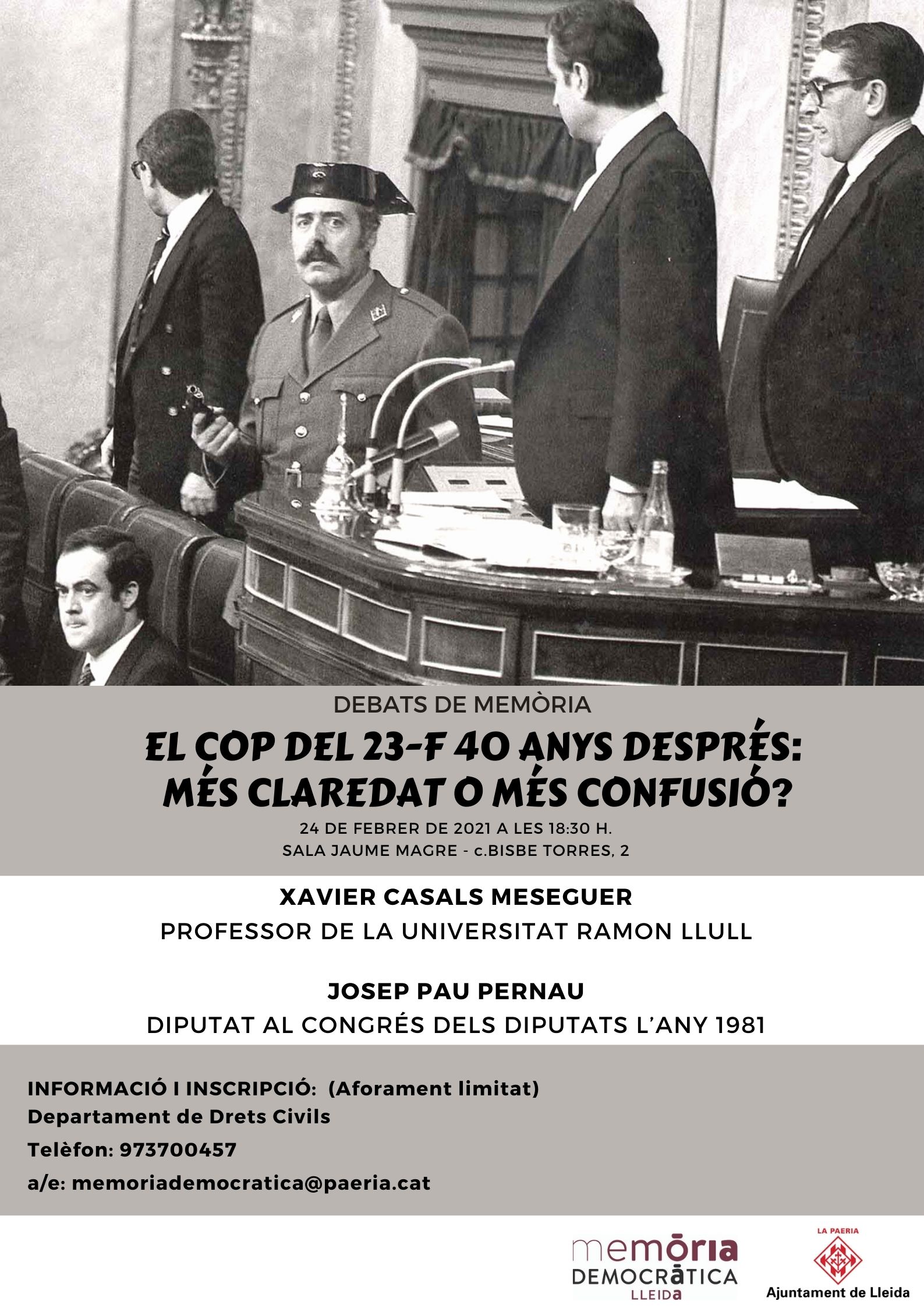 2021_cartell_El cop del 23 F. 40 anys després més claredat o més confusió.